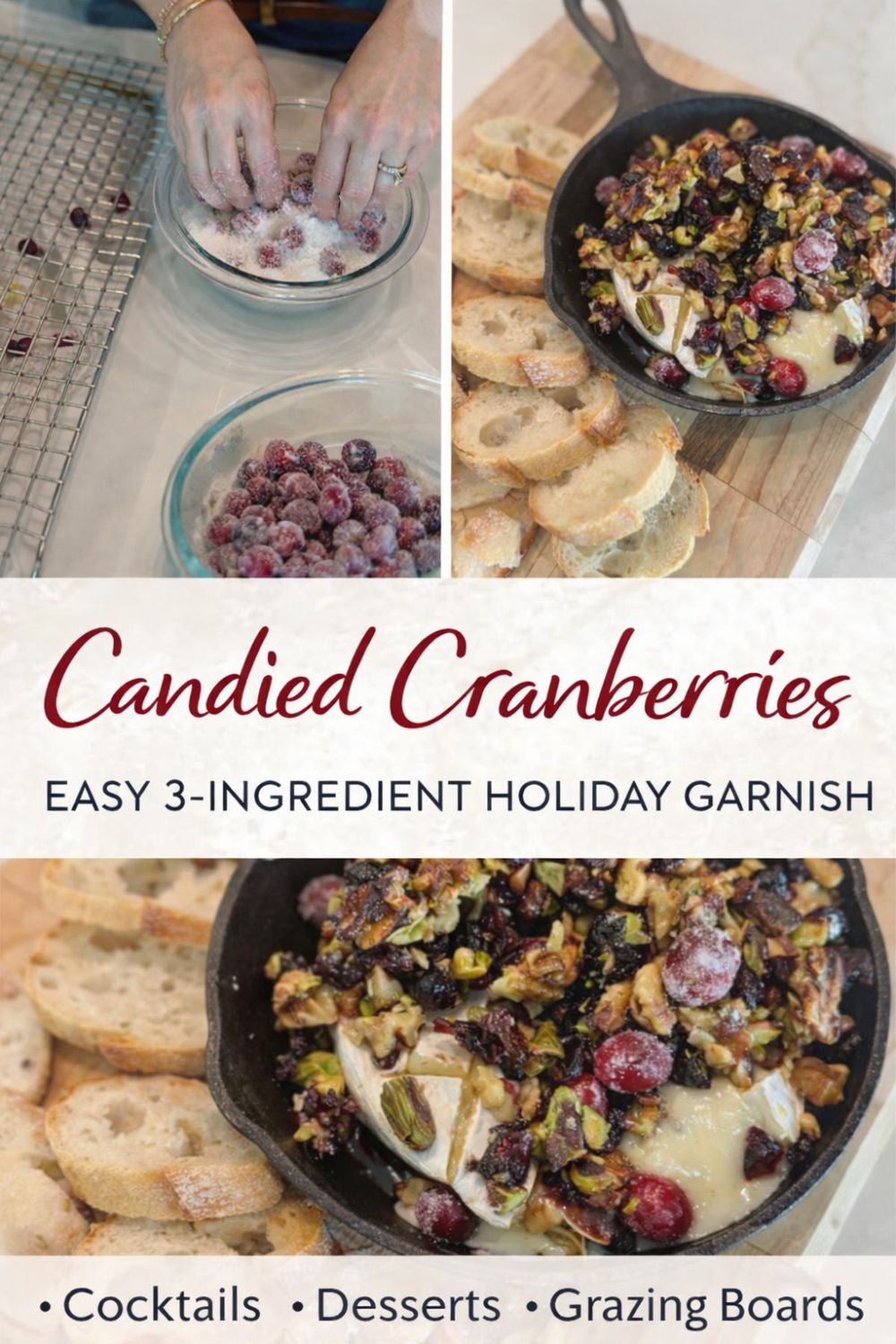 Candied Cranberries Recipe (Easy 3-Ingredient Holiday Garnish)